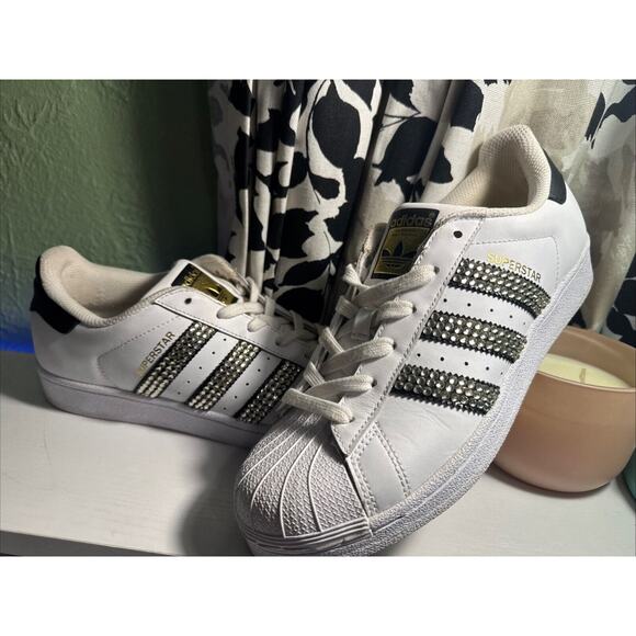 Adidas Superstar Womens Size 7.5 Customized Blinged Out Sneakers C77153 2016 - Picture 6 of 16